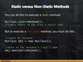 You can do this to execute a static method:
MyClass.staticMethod();
//Simply refers to the class's static code
But to exec...