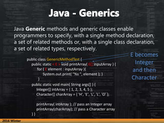 Java Generic methods and generic classes enable
programmers to specify, with a single method declaration,
a set of related...